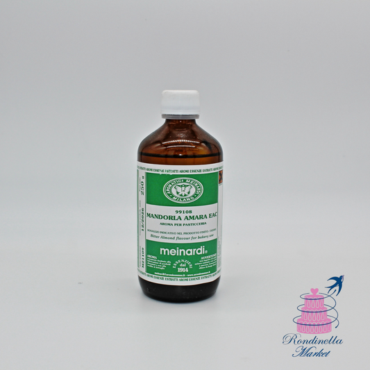Aroma liquido alla mandorla amara Meinardi da 250 ml per dolci e pasticceria – disponibile da Rondinella Market Napoli.