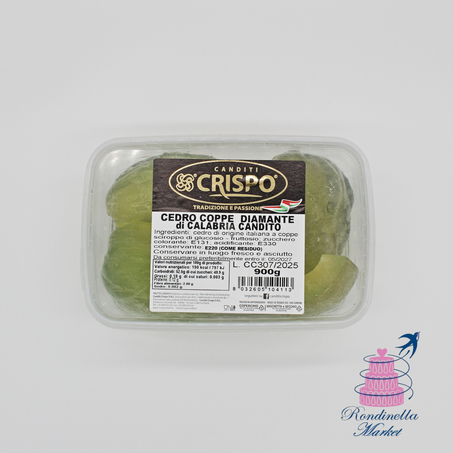 Vaschetta da 900 g di cedro coppe Diamante di Calabria candito Crispo, Rondinella Market Napoli