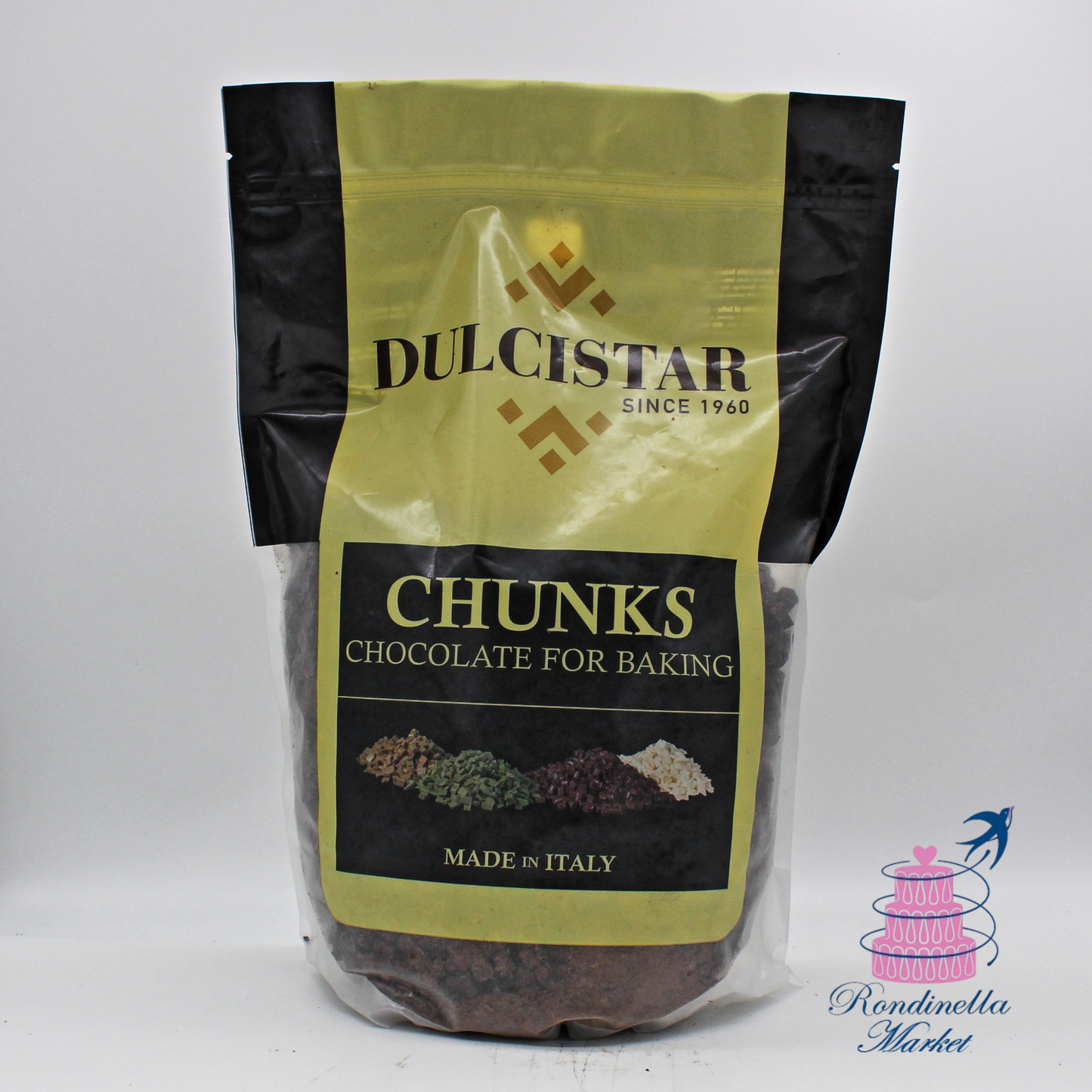Chunks di cioccolato fondente Dulcistar 2 kg per panettoni, torte e prodotti da forno, disponibili da Rondinella Market Napoli