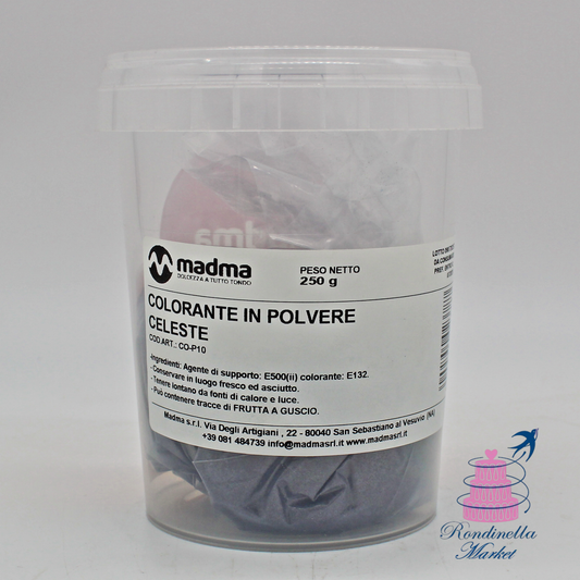Colorante in polvere celeste Madma 250 g per pasta di zucchero, glasse e decorazioni dolci, Rondinella Market Napoli