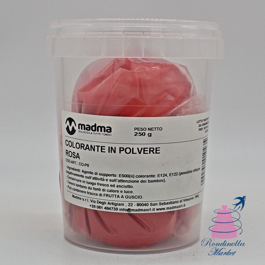 Colorante in polvere rosa Madma 250 g per pasta di zucchero, glasse e creme, Rondinella Market Napoli