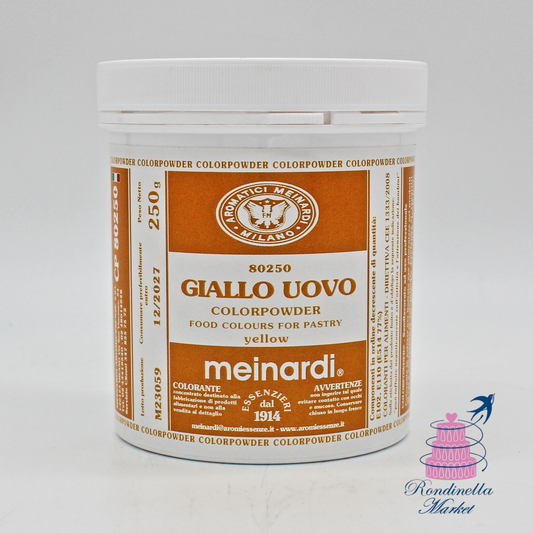 Colorante alimentare in polvere Giallo Uovo Meinardi 250 g per pasticceria e cake design, disponibile da Rondinella Market Napoli