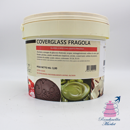 Coverglass Fragola Dulcistar 3 kg, glassa a specchio professionale per dolci e torte moderne, disponibile da Rondinella Market Napoli