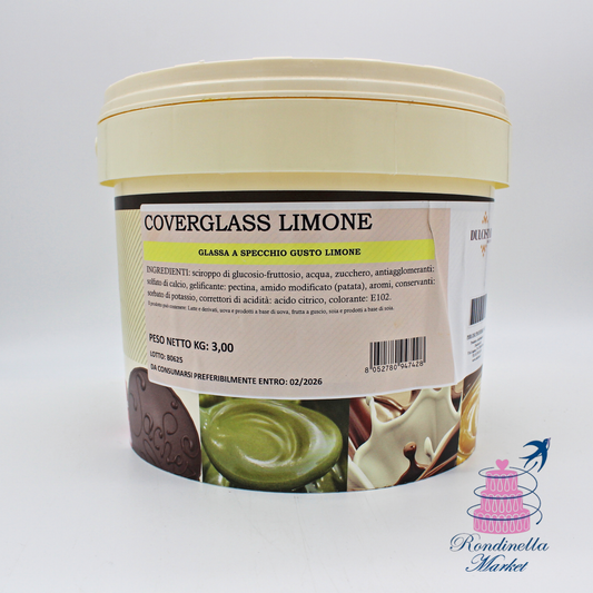 Coverglass Limone Dulcistar 3 kg, glassa a specchio professionale al gusto limone per torte e semifreddi, disponibile da Rondinella Market Napoli
