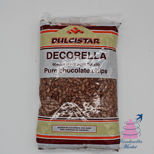 Decorella Dulcistar 1 kg, scaglie di puro cioccolato per decorazioni e dolci, disponibili da Rondinella Market Napoli