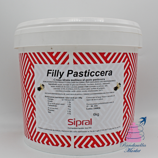 Filly Pasticcera Sipral 6 kg, crema idratata multiuso al gusto pasticcera per farciture e dolci da forno, Rondinella Market Napoli