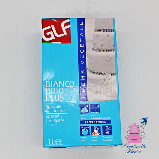 GLF Bianco Brio Plus 1 L, crema vegetale da montare per pasticceria e decorazioni, disponibile da Rondinella Market Napoli