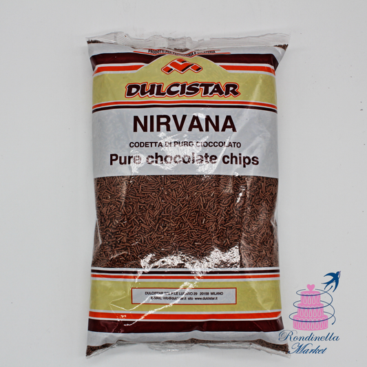 Nirvana Dulcistar 1 kg, codette di puro cioccolato fondente per decorazioni di dolci e gelati, disponibili da Rondinella Market Napoli