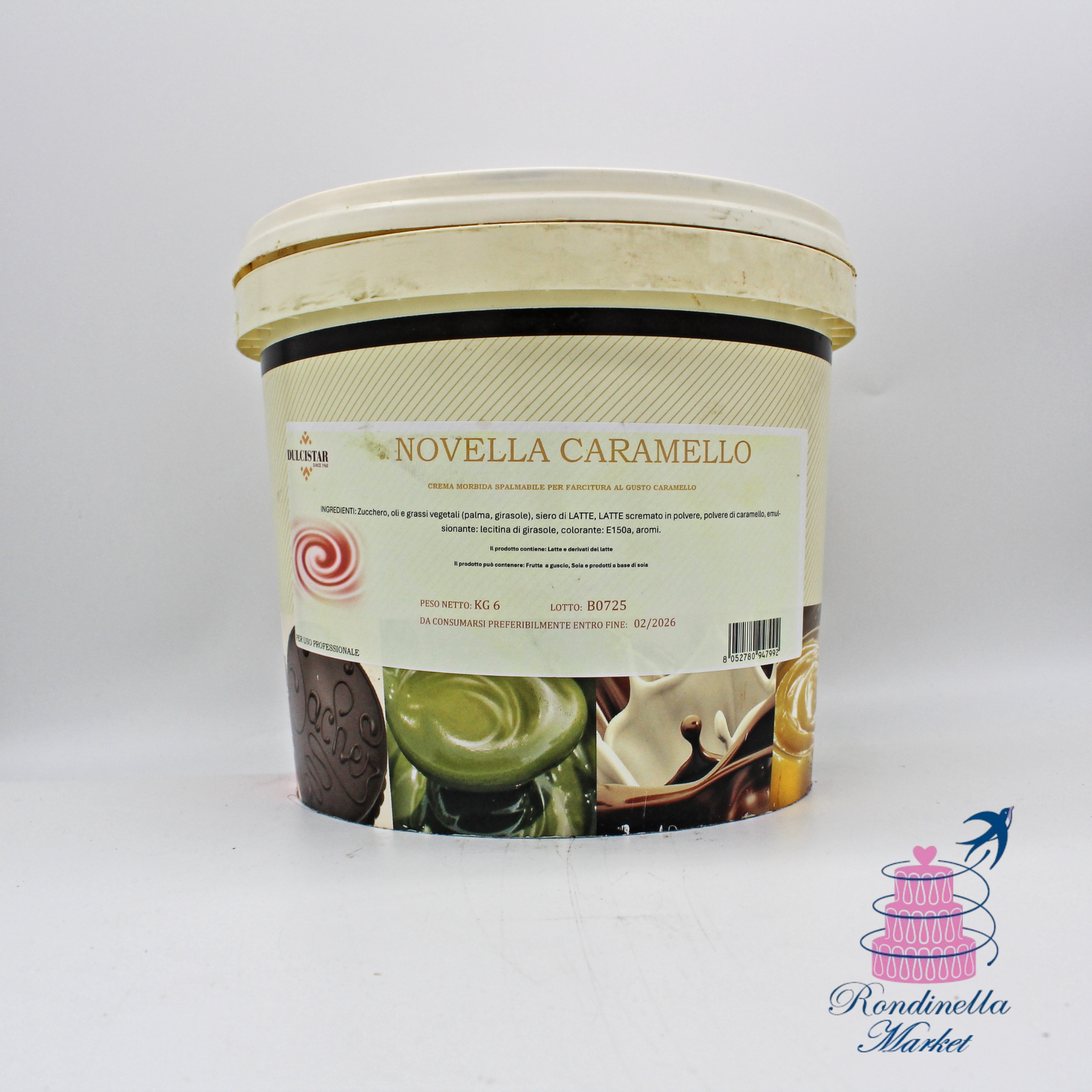 Novella Caramello Dulcistar 6 kg, crema spalmabile professionale al gusto caramello per farciture e dolci, disponibile da Rondinella Market Napoli