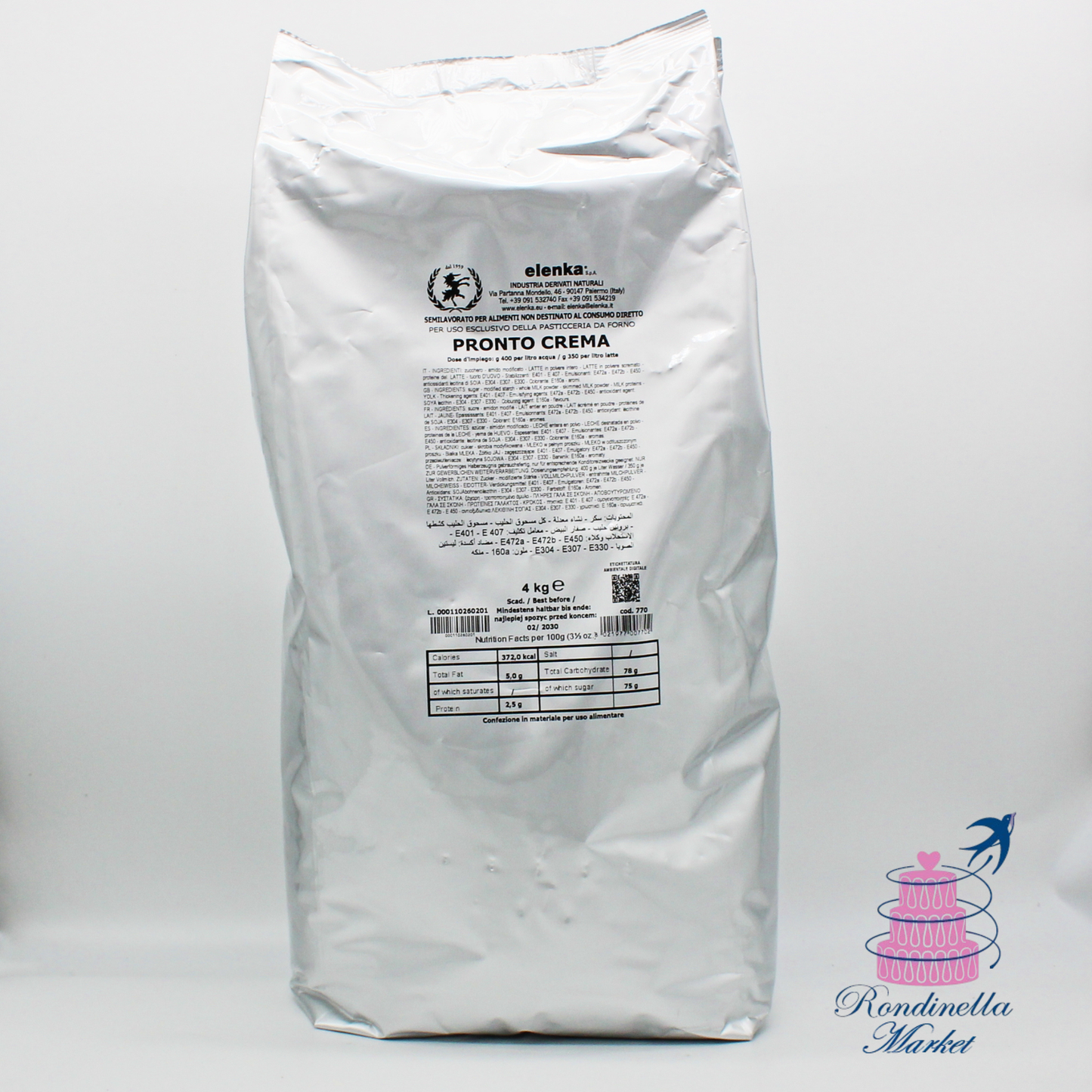 Preparato per crema a freddo Elenka 4 kg professionale per pasticceria Napoli