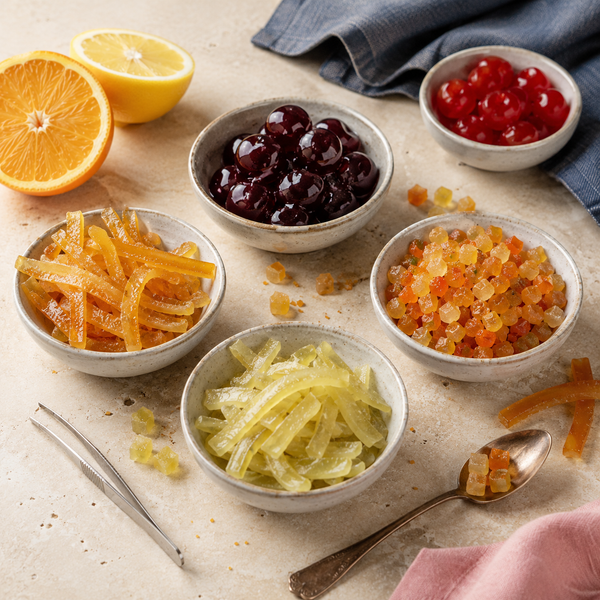Fruits confits et au sirop