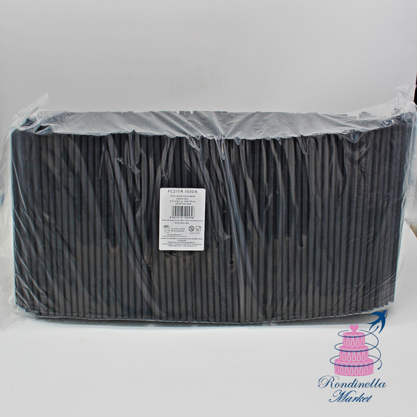 Cannucce dritte riutilizzabili nere da 21 cm con diametro 7 mm, confezione da 1000 pezzi, testate fino a 20 lavaggi e disponibili da Rondinella Market Napoli.