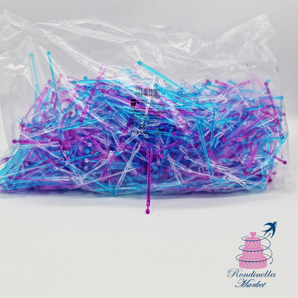 Forchettine riutilizzabili a 2 punte colorate, ideali per finger food, aperitivi, dessert e degustazioni, confezione da 1000 pezzi disponibile da Rondinella Market Napoli.