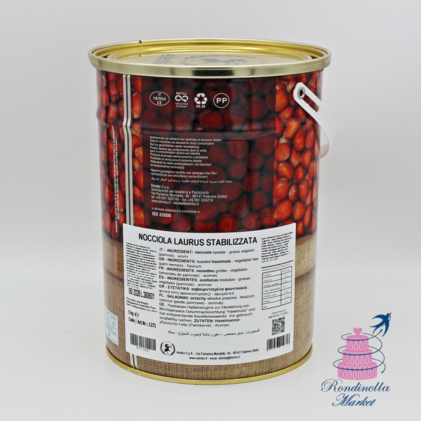 Pasta Nocciola Laurus Stabilizzata Elenka da 5 kg per gelateria e pasticceria professionale, disponibile da Rondinella Market Napoli.