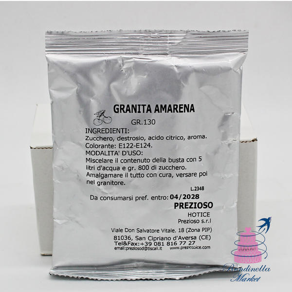 Preparato professionale in polvere per granita all'amarena Prezioso da 130 g.