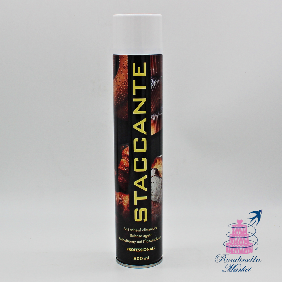Staccante spray alimentare professionale da 500 ml per teglie e stampi, ideale per pasticceria e panificazione, disponibile da Rondinella Market Napoli.