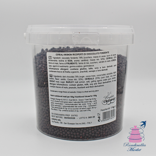 Cereali mignon ricoperti di cioccolato fondente Crispo da 1 kg in vendita su Rondinella Market a Napoli
