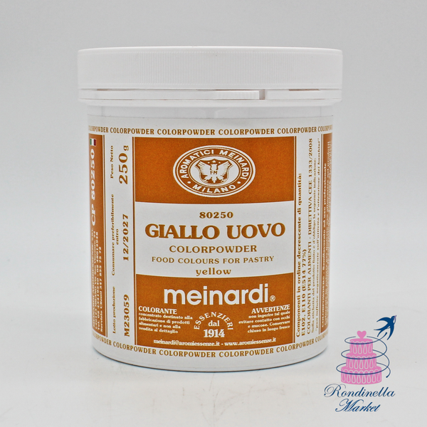 Colorante alimentare in polvere Giallo Uovo Meinardi 250 g per pasticceria e cake design, disponibile da Rondinella Market Napoli