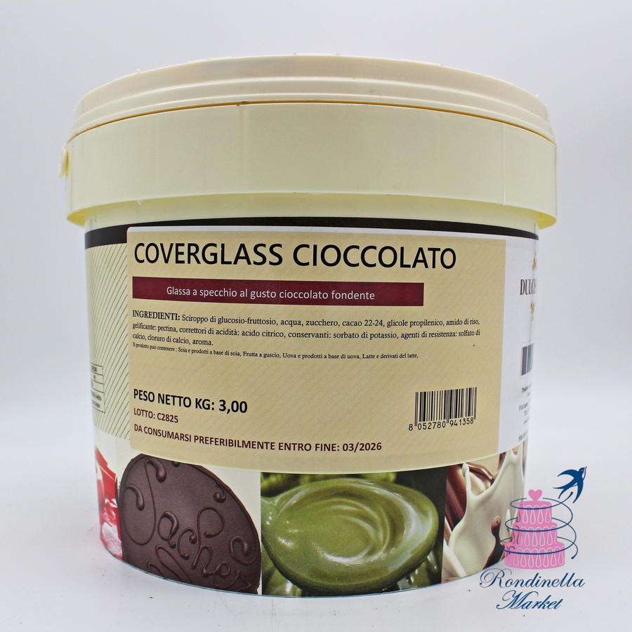 Coverglass Cioccolato Dulcistar 3 kg, glassa a specchio al cioccolato fondente per coperture e dolci, disponibile da Rondinella Market Napoli