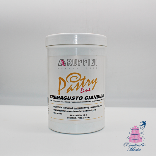 Barattolo da 1 kg di crema gusto gianduia Ruffini Pastry Line per gelateria professionale, Rondinella Market Napoli