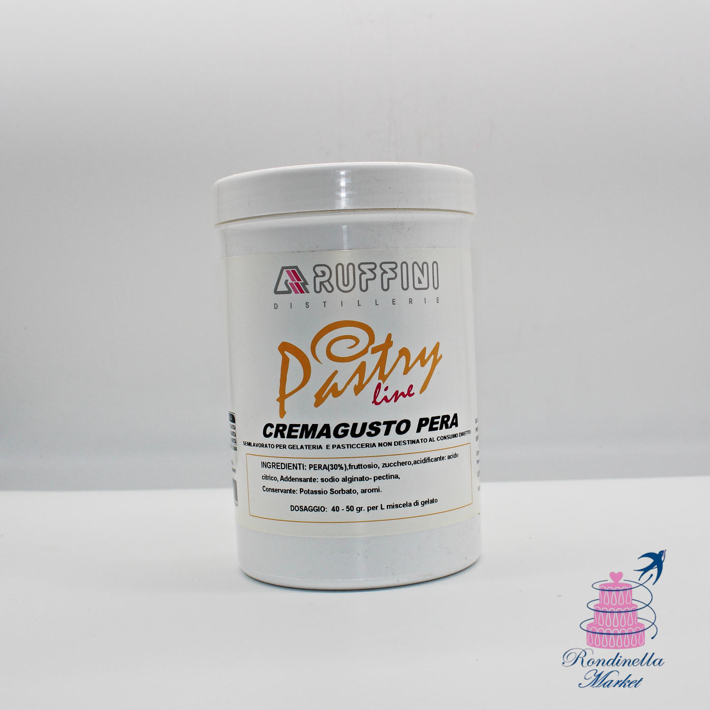 Barattolo da 1 kg di crema gusto pera Ruffini Pastry Line per gelateria professionale, Rondinella Market Napoli