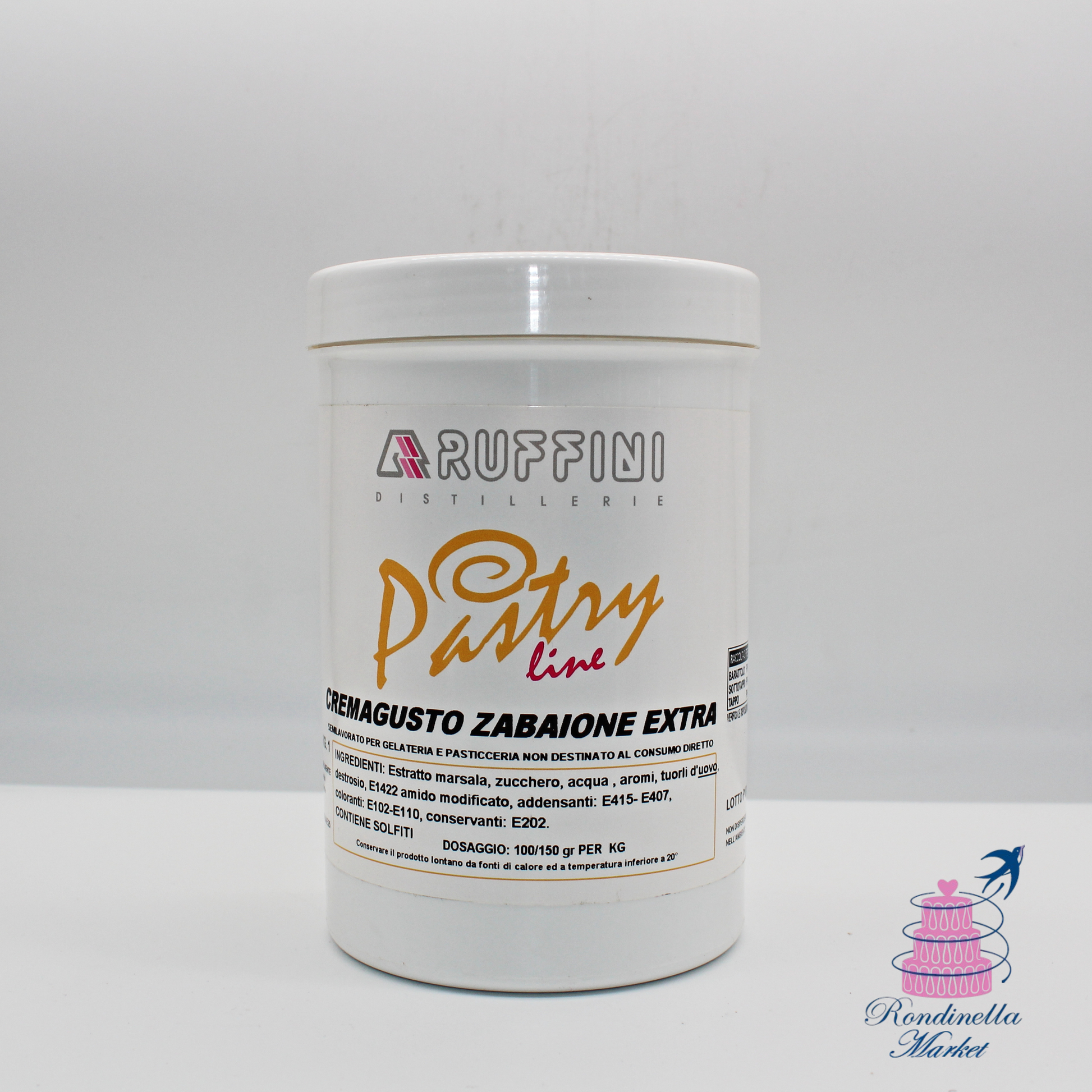 Barattolo da 1 kg di crema gusto zabaione extra Ruffini Pastry Line per gelateria e pasticceria professionale, Rondinella Market Napoli