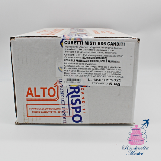 Cubetti misti canditi Crispo 6x6 in cartone da 5 kg – Rondinella Market Napoli