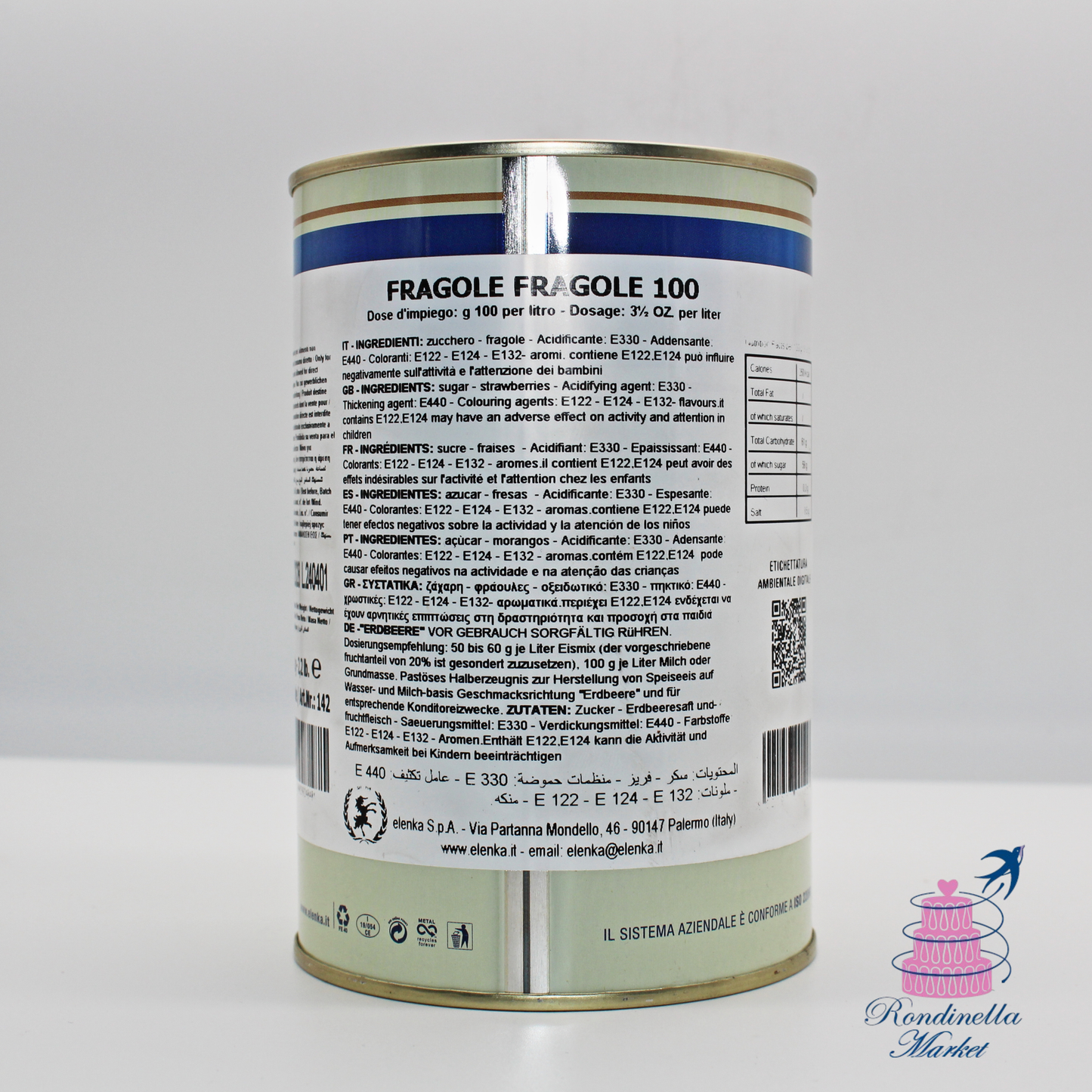 Barattolo Fragole 100 Elenka pasta per gelato alla fragola 1 kg – Rondinella Market Napoli