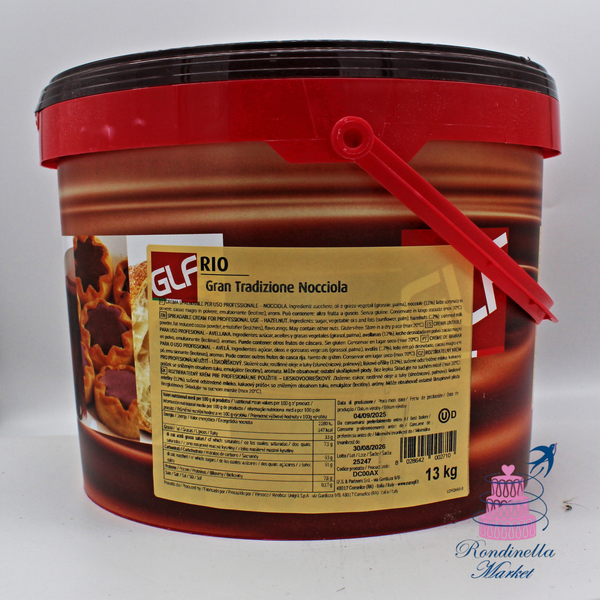 GLF Rio Gran Tradizione Nocciola 13 kg, crema spalmabile professionale alla nocciola per farciture e gelateria, Rondinella Market Napoli