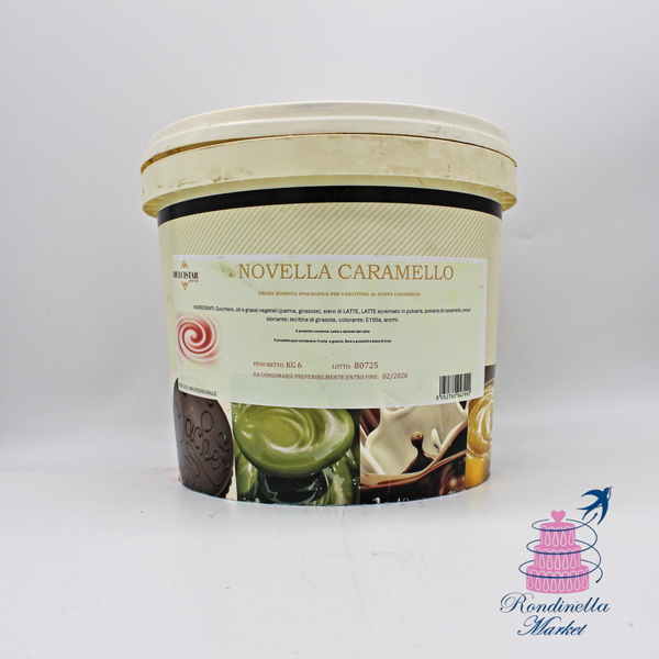 Novella Caramello Dulcistar 6 kg, crema spalmabile professionale al gusto caramello per farciture e dolci, disponibile da Rondinella Market Napoli
