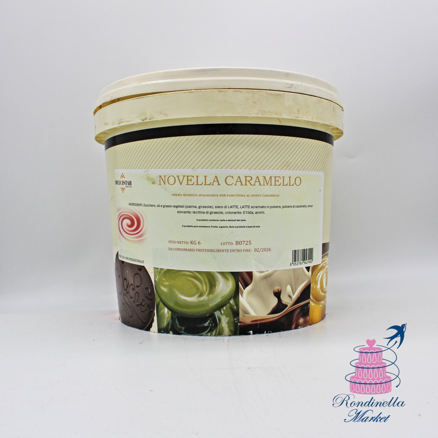 Novella Caramello Dulcistar 6 kg, crema spalmabile professionale al gusto caramello per farciture e dolci, disponibile da Rondinella Market Napoli