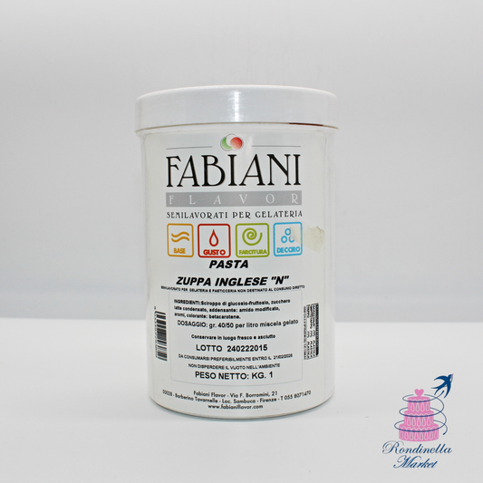 Barattolo da 1 kg di pasta semilavorata al gusto zuppa inglese Fabiani Flavor per gelateria e pasticceria, Rondinella Market Napoli