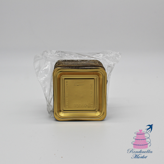 Piattini monoporzione quadrati oro 6x6 cm Marty Pack da 100 pezzi, disponibili da Rondinella Market Napoli.