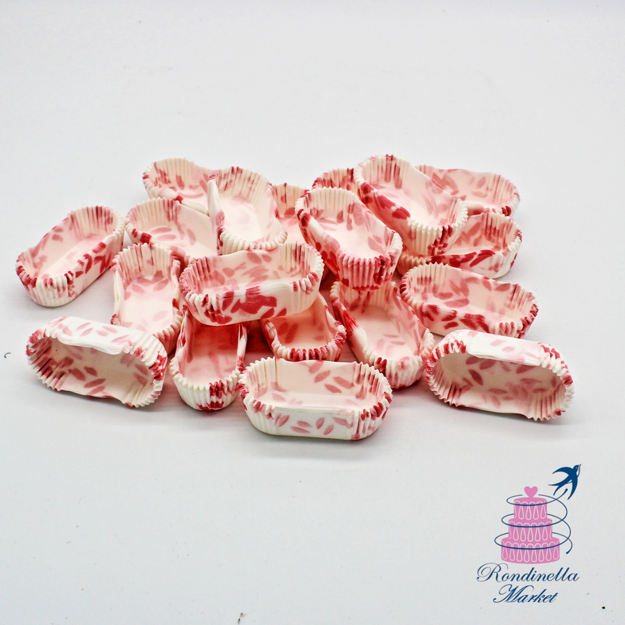 Pirottini ovali in carta fantasia rossa 25 x 55 mm confezione da 1000 pezzi