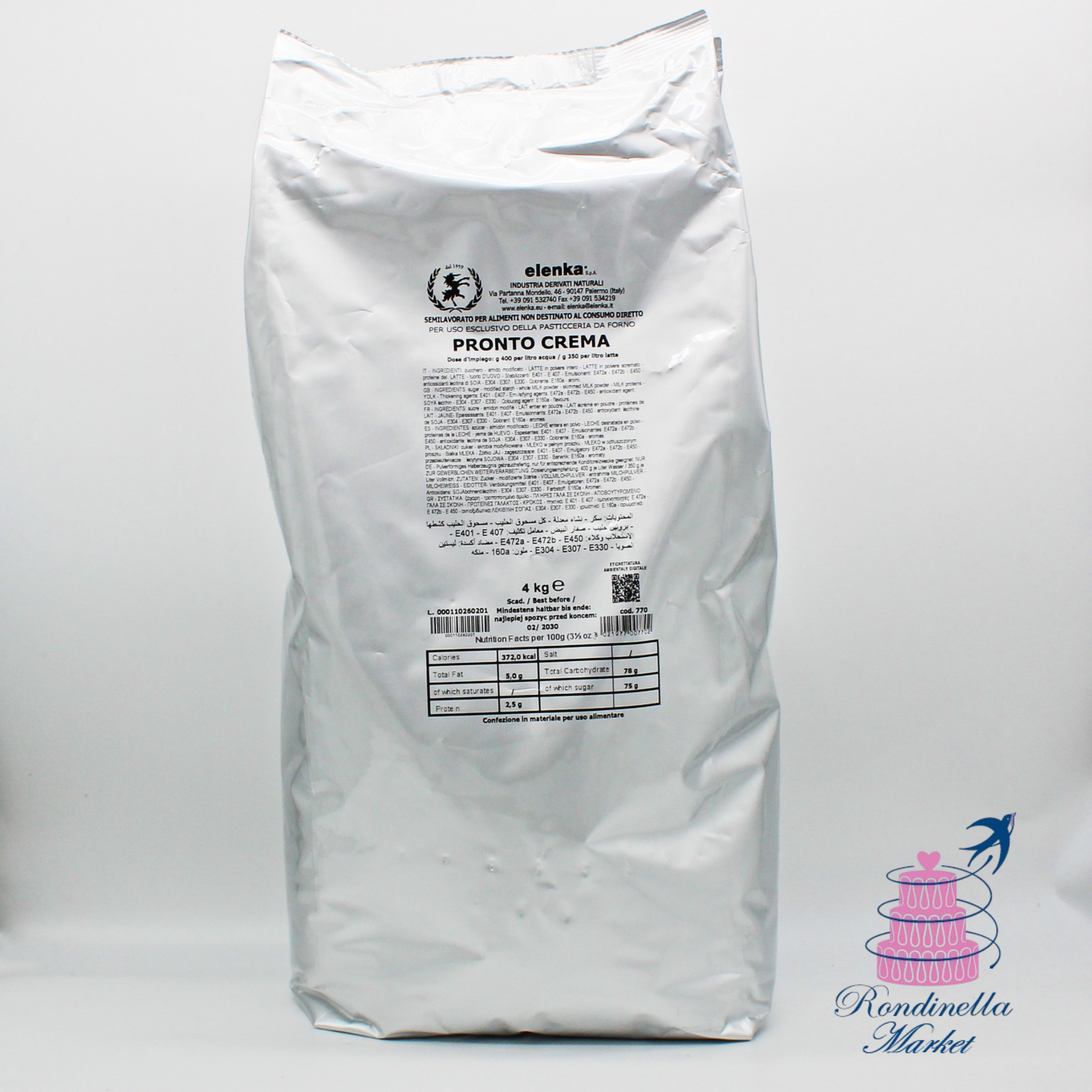 Preparato per crema a freddo Elenka 4 kg professionale per pasticceria Napoli