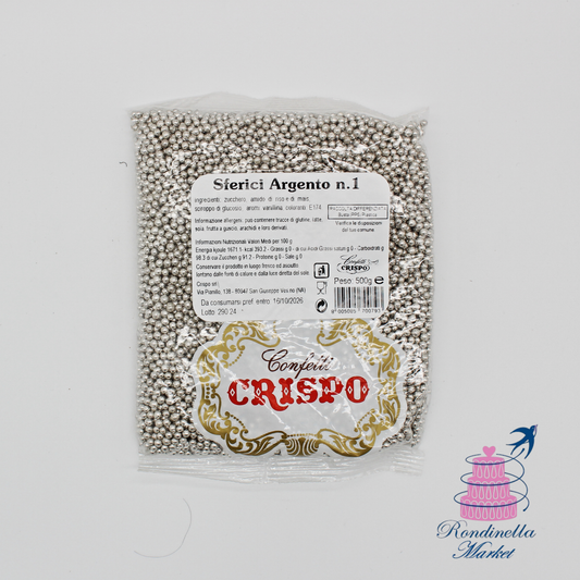 Sacchetto da 500 g di sferici argento n.1 Crispo per decorazioni dolci, Rondinella Market Napoli