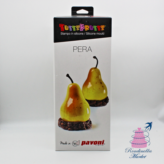 Stampo Pavoni in silicone per realizzare dessert di frutta realistica a forma di pera disponibile da Rondinella Market Napoli