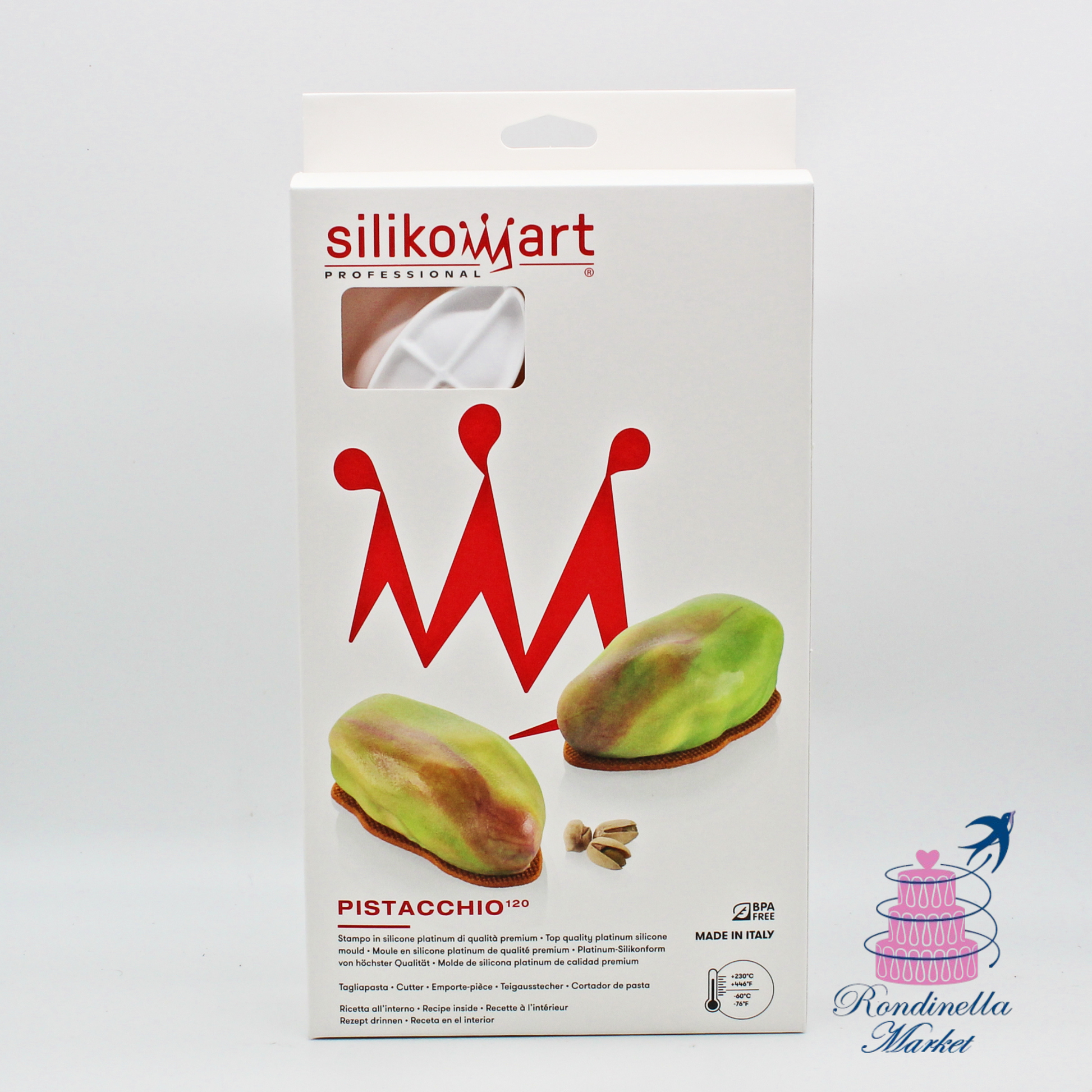 Stampo Silikomart Pistacchio per dessert di frutta realistica in pasticceria moderna Napoli