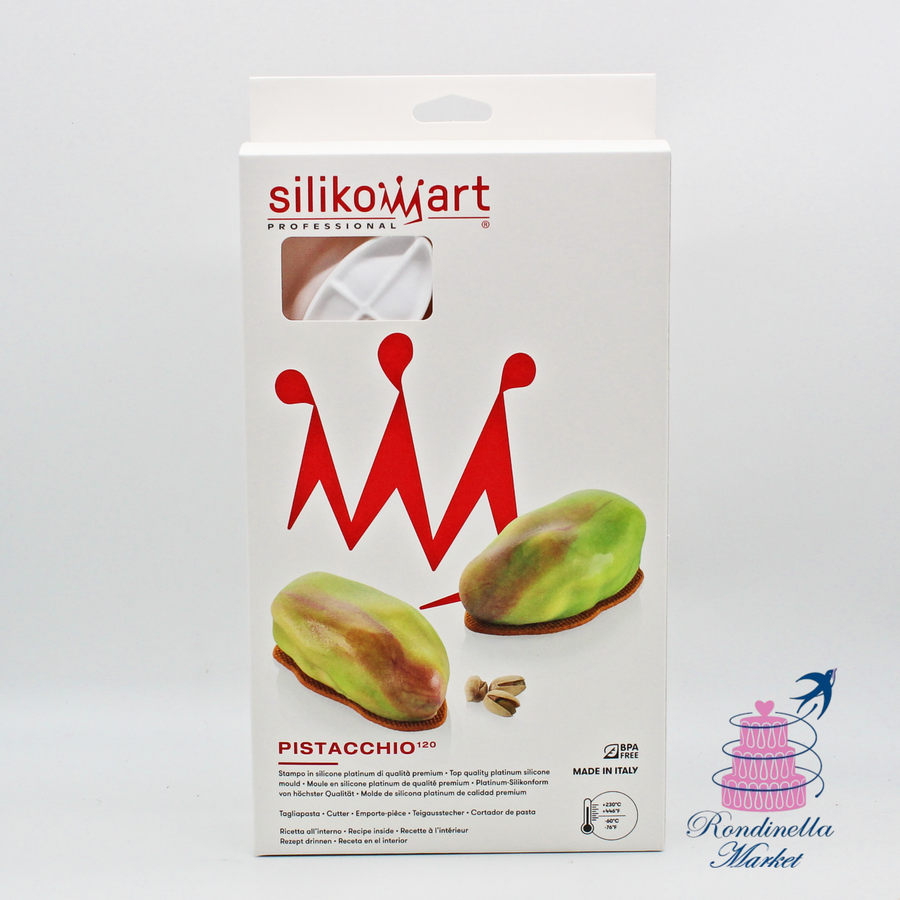 Stampo Silikomart Pistacchio per dessert di frutta realistica in pasticceria moderna Napoli